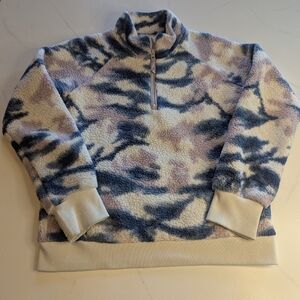 Athleta Girl Fleece Pullover in Cream and Gray